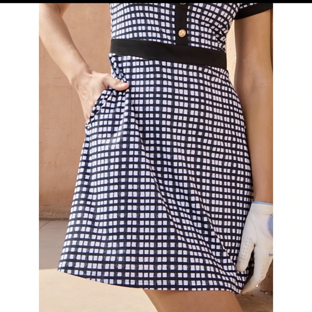 Acegolfs Black & White SS Checkered Dress NWT Pickleball Golf Tennis Sz Small - Picture 4 of 13